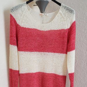 Beige and Coral strip summer sweater. Great condition! Preowned